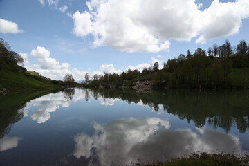 Fototapeta premium magnificent lake view in the forest.ARTVİN.TURKEY