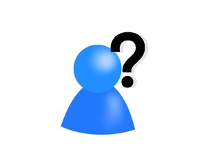 Question mark with person icon illustration on white background confused ask