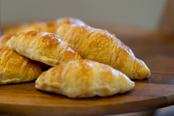 Croissant for breakfast prepared for guest  in hotel or resort