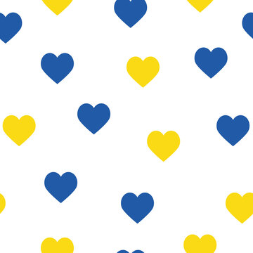 Seamless vector illustration for design decoration. The image of the heart as love and kindness in support of Ukraine. No war
