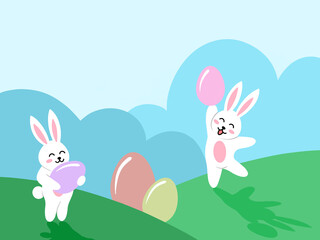 Easter Background with Egg and Bunny