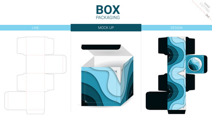 Box packaging and mockup die cut template