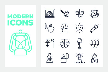 Lights, bulb, lamp set icon symbol template for graphic and web design collection logo vector illustration