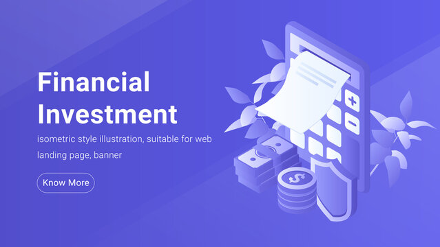 Isometric Banner Template for Financial Investment