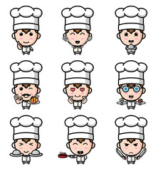 The cute chef boy in the kitchen of the mascot bundle set