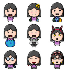 The little girl in the easter edition of the mascot bundle set