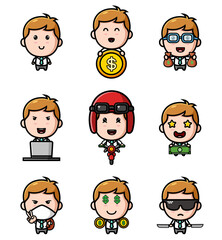 The happy employee of the mascot bundle set