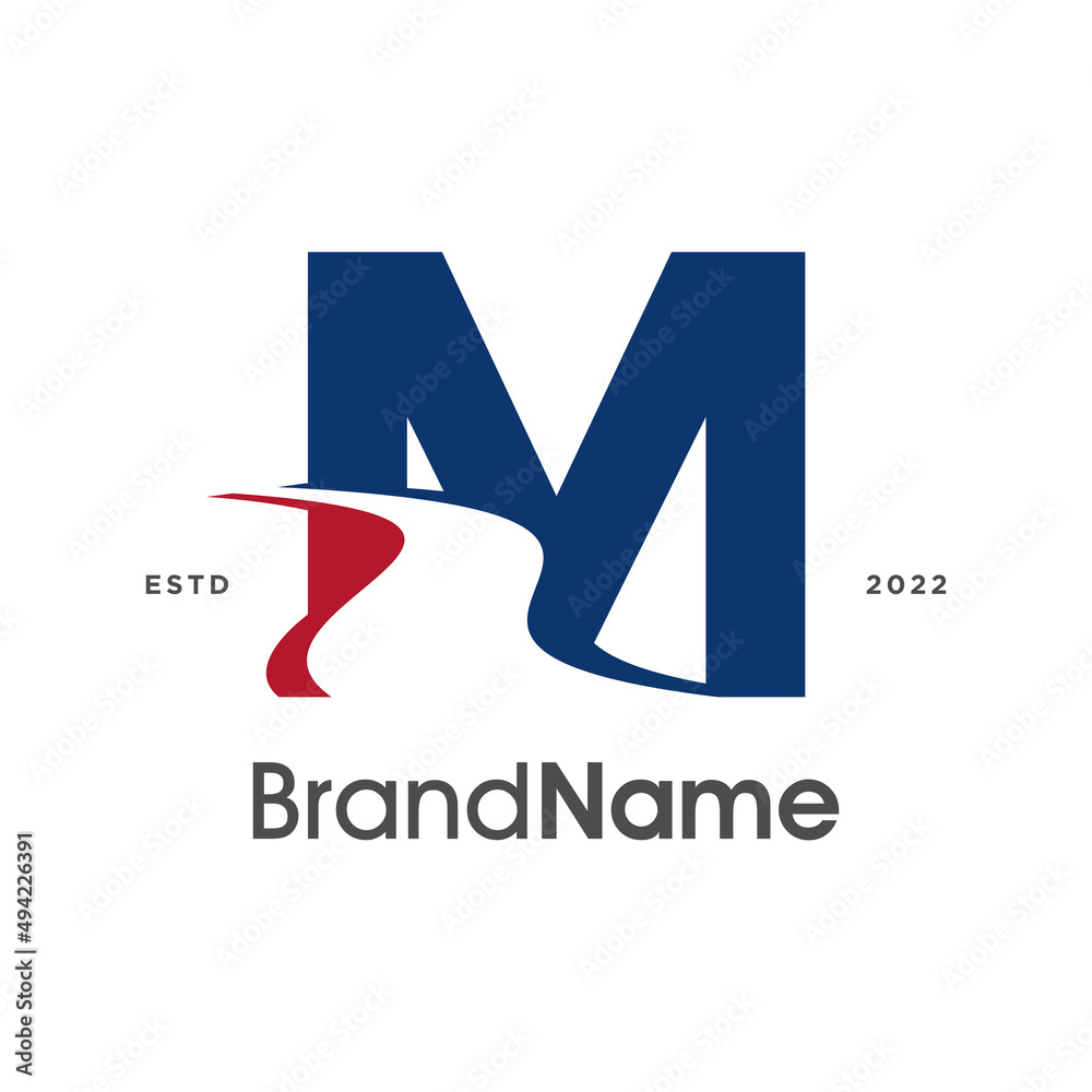 Wall mural initial m road way logo