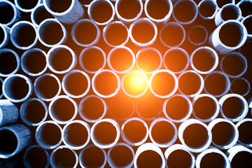 Stack of round metal pipes