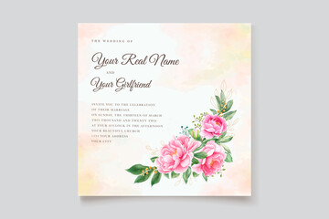 elegant watercolor peonies wedding invitation card set