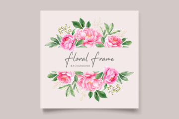 elegant watercolor peonies wedding invitation card set