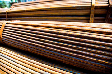 Stack of round metal tubes