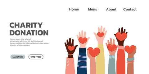 Donation and volunteers work concept illustration set, such as share love, food to people. perfect for banner, web page design, and cover page