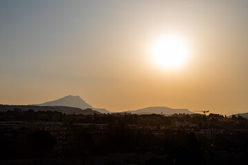 the Sainte Victoire mountain in the light of a spring morning