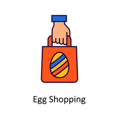 Egg Shopping vector Filled Outline Icon Design illustration. Easter Symbol on White background EPS 10 File