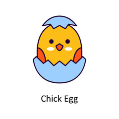 Chick Egg vector Filled Outline Icon Design illustration. Easter Symbol on White background EPS 10 File