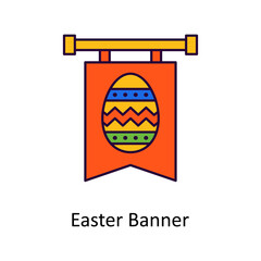 Easter Banner vector Filled Outline Icon Design illustration. Easter Symbol on White background EPS 10 File