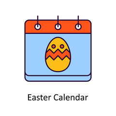 Easter Calendar vector Filled Outline Icon Design illustration. Easter Symbol on White background EPS 10 File
