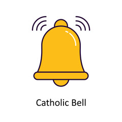 Catholic Bell vector Filled Outline Icon Design illustration. Easter Symbol on White background EPS 10 File
