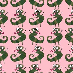 Obraz premium Kids seamless animals lizard pattern for fabrics and textiles and packaging and gifts and cards and linens and kids