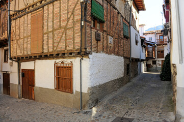 Casas y callejones del Barrio de la Judeía en Hervás, pueblo de la provincia de Cáceres, Extremadura, España. Juderías de España