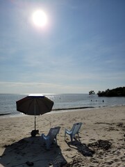 Seaside beach hot sunny day 