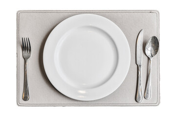 Empty plate and cutlery isolate on white background