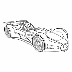Fototapeta na wymiar sketch, cartoon illustration, passenger sports car, coloring book, isolated object on a white background, vector,