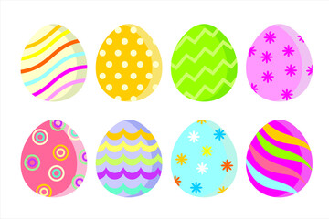Set of cute Easter eggs. Isolated Easter eggs spring holiday. Vector illustration of colorful Easter Egg