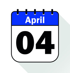 April day 4 blue - Calendar Icon - Vector Illustration