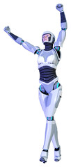 3D Rendering Female Robot on White
