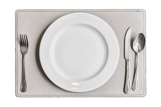 Empty plate and cutlery isolate on white background
