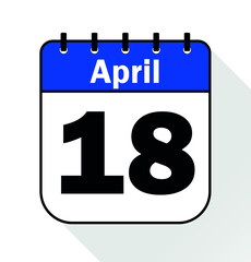 April day 18 blue - Calendar Icon - Vector Illustration