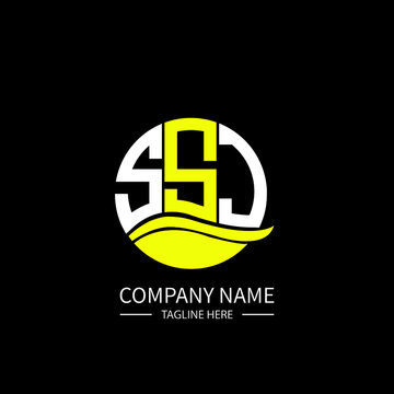 SSJ logo monogram isolated on circle element design template, SSJ letter logo design on black background. SSJ creative initials letter logo concept. SSJ letter  design.