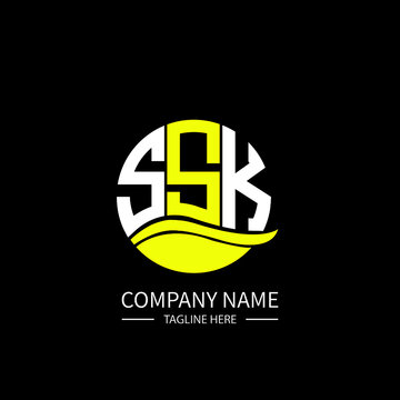 SSK logo monogram isolated on circle element design template, SSK letter logo design on black background. SSK creative initials letter logo concept.  SSK letter design.