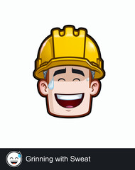 Construction Worker - Expressions - Positive n Smiling - Grinning with Sweat