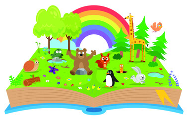 Obraz premium Nature and cute animals in the book