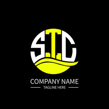 STC logo monogram isolated on circle element design template, STC letter logo design on black background. STC creative initials letter logo concept.  STC letter design.