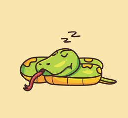 cute snake sleep on the ground. cartoon animal nature concept Isolated illustration. Flat Style suitable for Sticker Icon Design Premium Logo vector. Mascot Character