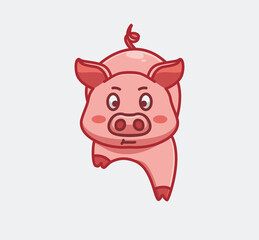 cute pig walking to the front slowly. cartoon animal nature concept Isolated illustration. Flat Style suitable for Sticker Icon Design Premium Logo vector. Mascot Character