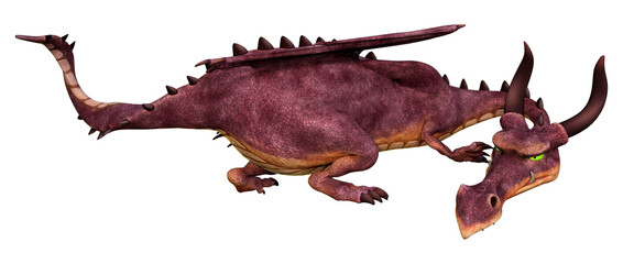 3D Rendering Fairy Tale Dragon on White