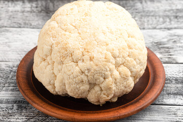 cauliflower on a wooden background, cauliflower, vegetables