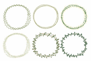 Set of beautiful flower wreath, floral frames set. Vector illustration.