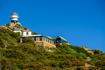 Fototapeta na wymiar New Cape Point Lighthouse in Cape of Good Hope.