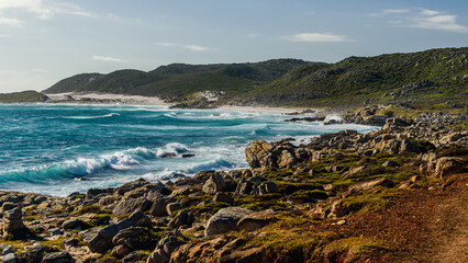 Coastline of the Cape of Good Hope in South Africa.
