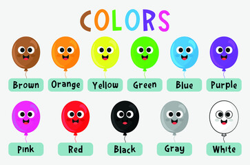 Naklejka premium Balloons poster on colors for children