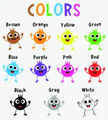 Fotobehang Cute emojis poster on colors for kids © eltvector
