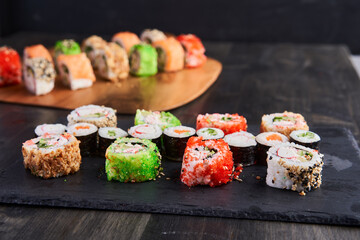 Variety of sushi freshly prepared