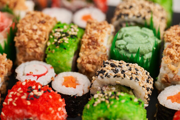 Variety of sushi freshly prepared