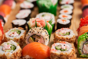 Variety of sushi freshly prepared